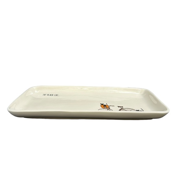 Rae Dunn THE BLACK CAT Halloween Platter Tray Cats On Bicycle NWT 2017 OG - Picture 6 of 17